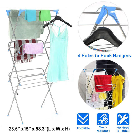3 Tier Laundry Rack Foldable Clothes Drying Rack