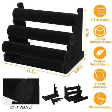 3-Tier Velvet Jewelry Stand
