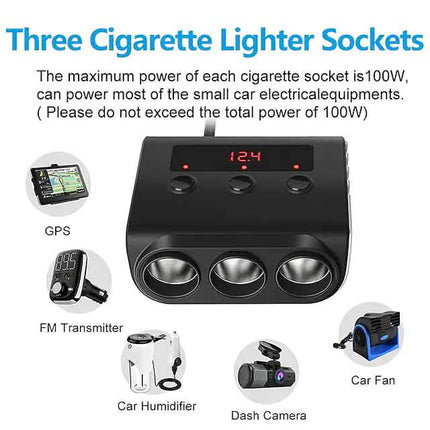3-Way Car Plug Charger Adapter