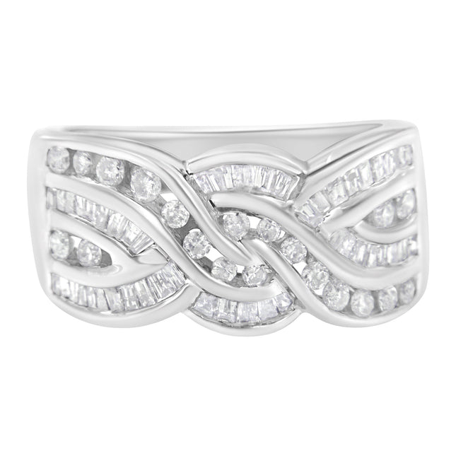 10K White Gold Diamond Bypass Ring (1 Cttw, H-I Color, I1-I2 Clarity) - Size 6-3/4