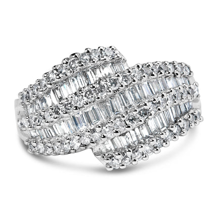 14K White Gold Diamond Cocktail Ring Band (1 3/4 Cttw, H-I Color, SI2-I1 Clarity) - Size 6-1/2