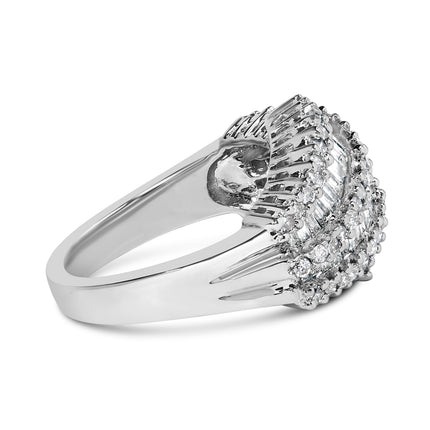14K White Gold Diamond Cocktail Ring Band (1 3/4 Cttw, H-I Color, SI2-I1 Clarity) - Size 6-1/2