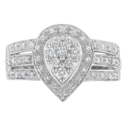10K White Gold Round Cut Diamond Teardrop Ring (1/2 Cttw, H-I Color, SI2-I1 Clarity) - Size 6-1/2