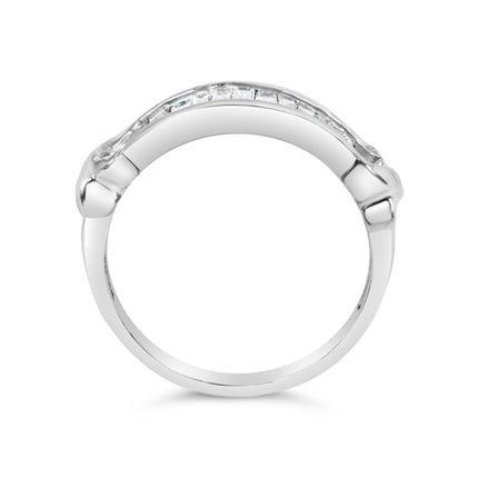 .925 Sterling Silver 1/2 Cttw Baguette Cut Diamond Channel Set X-Station Wedding Ring (H-I Color, I1-I2 Clarity) - Size 6-1/2