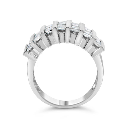 .925 Sterling Silver 1.0 Cttw Baguette Cut Diamond Vertical Channel Fluted Multi-Row Unisex Fashion Wedding Ring (H-I Color, I1-I2 Clarity) - Size 6-3/4