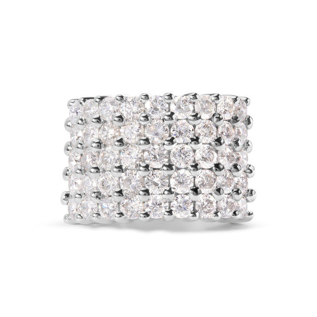 14k White Gold 4.0 Cttw Diamond 5 Row Ring Band (I-J Color, I1-I2 Clarity) - Ring Size 7