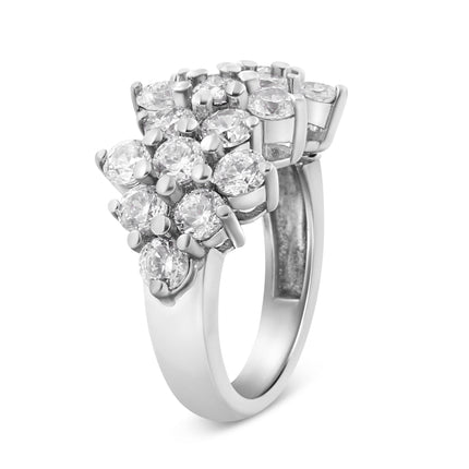 14K White Gold 4.0 Cttw Diamond Multi Row Scatter Band Ring (I-J Color, I1-I2 Clarity) - Size 7