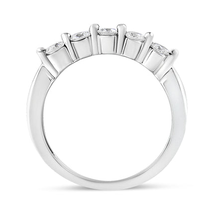 14K White Gold 1/2 Cttw Round-Cut 5-Stone Diamond Ring (H-I Color, SI1-SI2 Clarity) Size 7