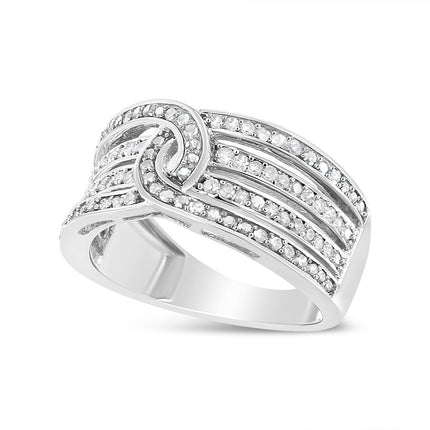 .925 Sterling Silver 1/2 Cttw Diamond Multi-Row Bypass Band Ring (I-J Color, I3 Clarity) - Size 7