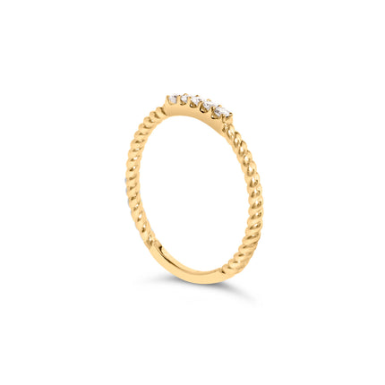 10K Yellow Gold 1/10 Cttw Diamond 5 Stone Braided Shank Band Ring (I-J Color, I2-I3 Clarity)- Ring Size 6