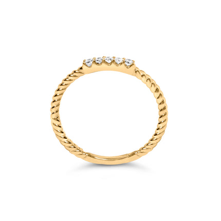 10K Yellow Gold 1/10 Cttw Diamond 5 Stone Braided Shank Band Ring (I-J Color, I2-I3 Clarity)- Ring Size 6
