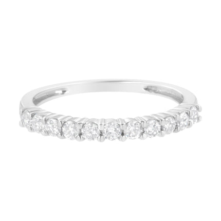 IGI Certified 1/2 Cttw Diamond 10K White Gold Prong Set Fluted Band Style Ring (I-J Color, I2-I3 Clarity) - Size 7