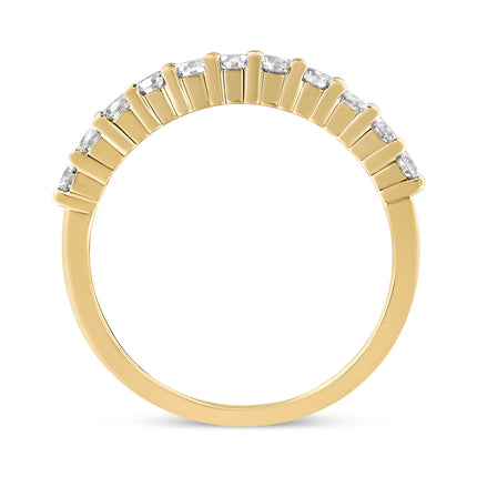 IGI Certified 1/2 Cttw Diamond 10K Yellow Gold Prong Set Fluted Band Style Wedding Ring (J-K Color, I1-I2 Clarity) - Size 7