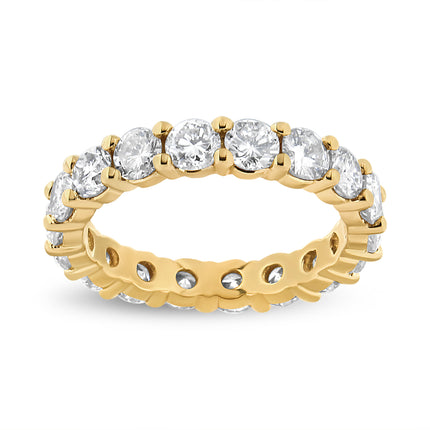 14K Yellow Gold 3.00 Cttw Shared Prong Set Round Cut Diamond Eternity Band (J-K Color, VS1-VS2 Clarity) - Ring Size 7