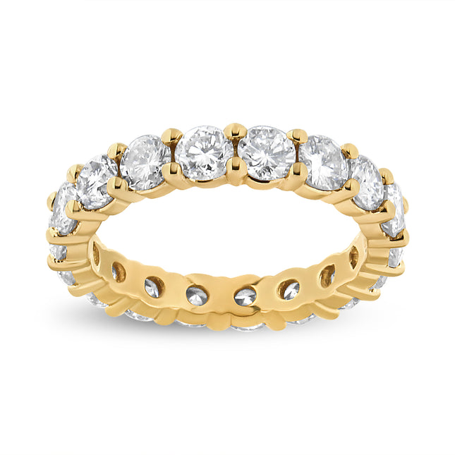 14K Yellow Gold 3.00 Cttw Shared Prong Set Round Cut Diamond Eternity Band (J-K Color, VS1-VS2 Clarity) - Ring Size 7