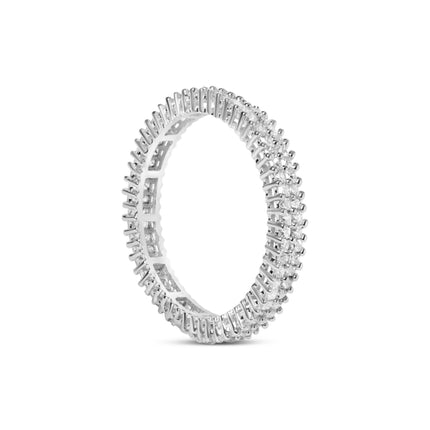 10K White Gold 1.0 Cttw Princess Cut Diamond Double Row Eternity Band Ring (I-J Color, I1-I2 Clarity)- Size 7
