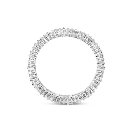 10K White Gold 1.0 Cttw Princess Cut Diamond Double Row Eternity Band Ring (I-J Color, I1-I2 Clarity)- Size 7