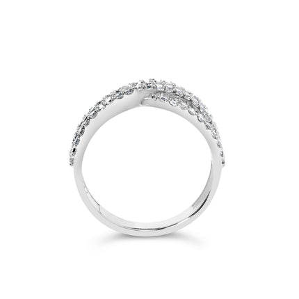 10K White Gold 3/4 Cttw Princess Natural Diamond Split Shank and Weave Band Ring (H-I Color, SI1-SI2 Clarity) - Ring Size 7