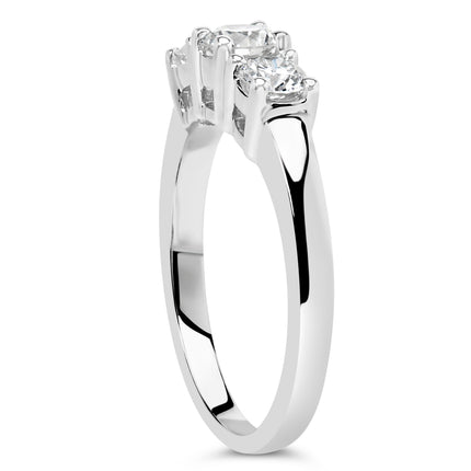 14K White Gold  3/4 Cttw Lab Grown Diamond 3 Stone Ring Band (F-G Color, VS2-SI1 Clarity)- Size 7