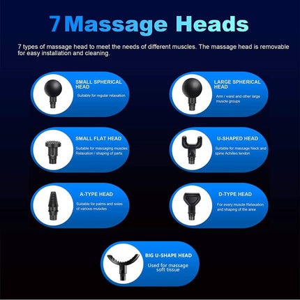 30 Speed Deep Tissue  Ultra-Quiet Muscle Massage Gun with 7 Heads
