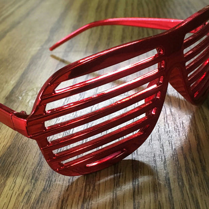 Red Metallic Lensless Shutter Blinds Style Party Frame Cool Fashion Eyewear