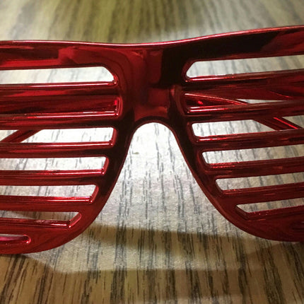 Red Metallic Lensless Shutter Blinds Style Party Frame Cool Fashion Eyewear