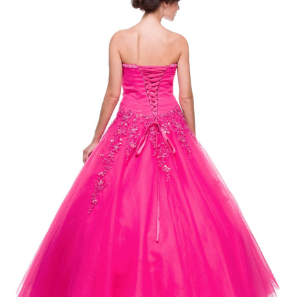 CLEARANCE - Juliet 301 Poofy Quinceanera Tulle Dress A-Line Strapless Beading