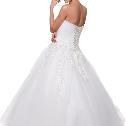 CLEARANCE - Juliet 301 Poofy Quinceanera Tulle Dress A-Line Strapless Beading