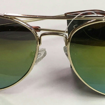 Aviator Laser Lens Yellow Orange Green Tint Lens Shades Sunglasses UV 400