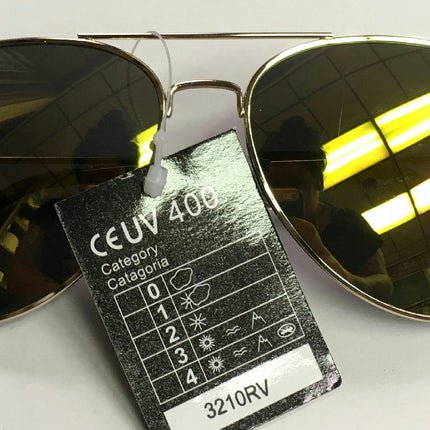 Aviator Laser Lens Yellow Orange Green Tint Lens Shades Sunglasses UV 400