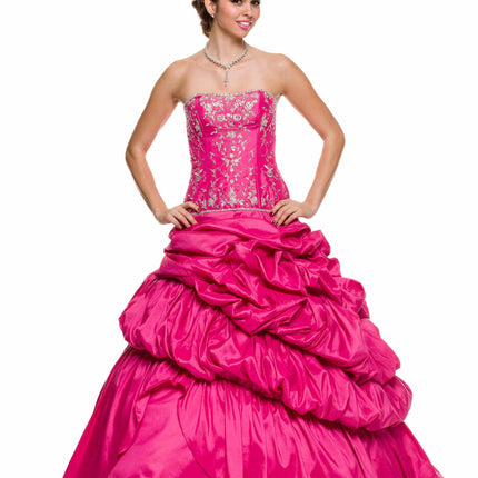 CLEARANCE - Juliet 302 Poofy Taffeta A-Line Strapless Embroidered Bodice Quinceanera Dress