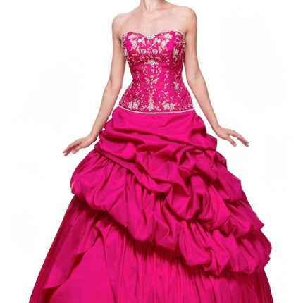 CLEARANCE - Juliet 302 Poofy Taffeta A-Line Strapless Embroidered Bodice Quinceanera Dress