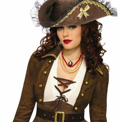 Forum Novelties Womens Brown Tricorner Tricorn Pirate Hat Costume Accessory