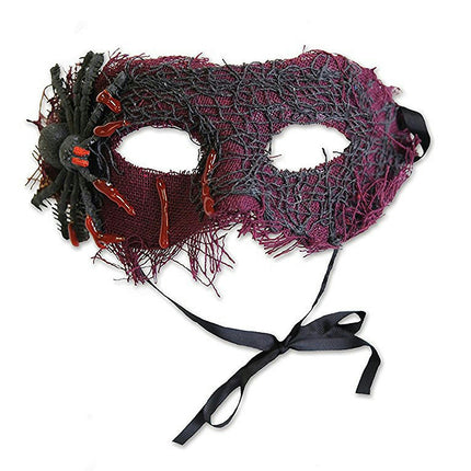 Creepy Spider Dripping Blood Burlap Eye Mask Costume Accessory