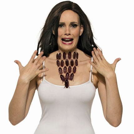 Creepy Crawly Cockroach Roach Necklace Halloween Gross Scary Accessory Realistic