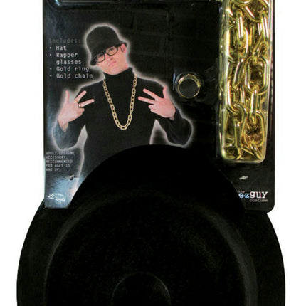 Adult 1980s Old School Rapper Halloween Costume Accessory Kit Run DMC Hip Hop