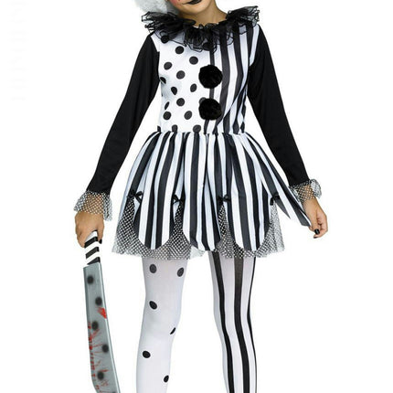 Black White Girls Killer Clown Costume Child