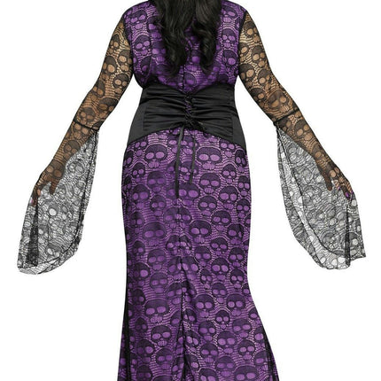La Muerte Day of Dead Purple Black Sheer Skull Waist Cinch Dress 1X 16-20