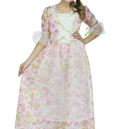 Fun World Girl's Colonial Lady Floral Dress Hat Child Costume Size Large 12-14