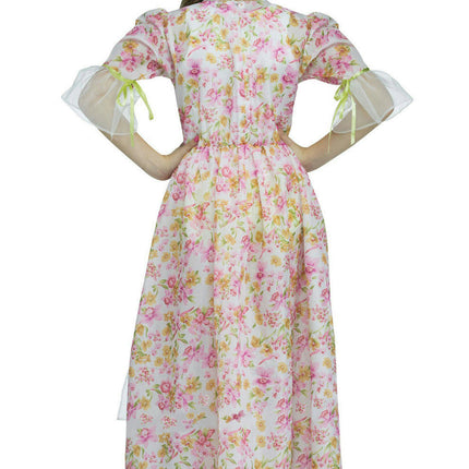 Fun World Girl's Colonial Lady Floral Dress Hat Child Costume Size Large 12-14