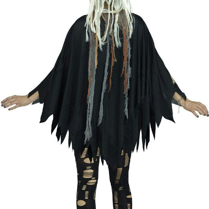 Voodoo Priestess Skeleton Print Poncho Costume Accessory
