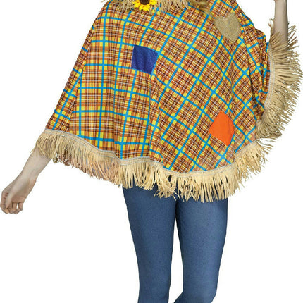 Plaid Patchwork Scarecrow Poncho Costume Accessory