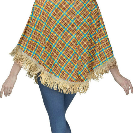 Plaid Patchwork Scarecrow Poncho Costume Accessory