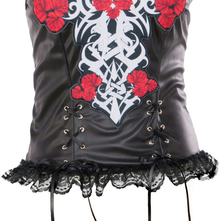 Black White Red Rose and Bone Bustier Costume Accessory
