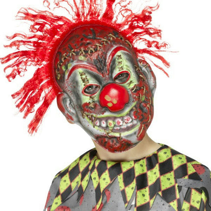 Smiffy's Child Twisted Clown EVA Halloween Costume Mask with Crazy Red Hair
