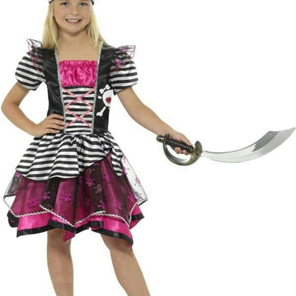 Smiffy's Girls Perfect Pirate Girl Fancy Dress Child Costume Sz Large Pink Black