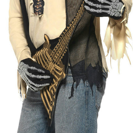 Zombie Rocker Skeleton Adult Dad Costume Bone Guitar and Mask Medium