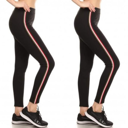 2-Pack: Women's Cotton Blend Side Stripe Leggings