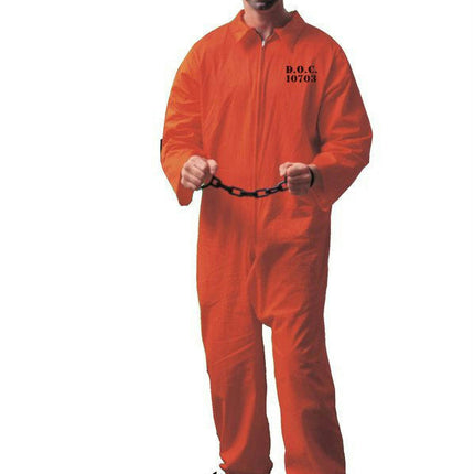 Jailbird Inmate Prisoner Orange Jumpsuit Adult Costume