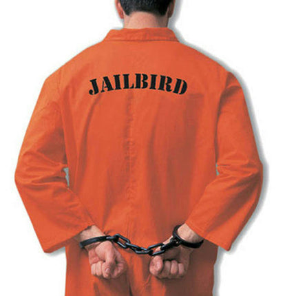 Jailbird Inmate Prisoner Orange Jumpsuit Adult Costume